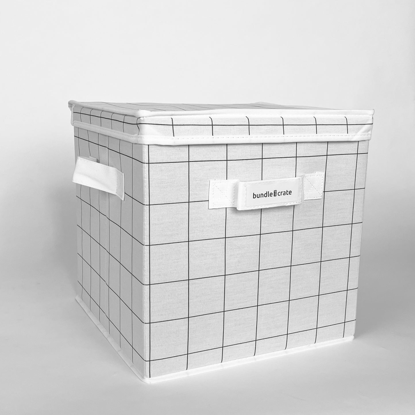 Canvas Storage Bin with Lid, 13"x13"