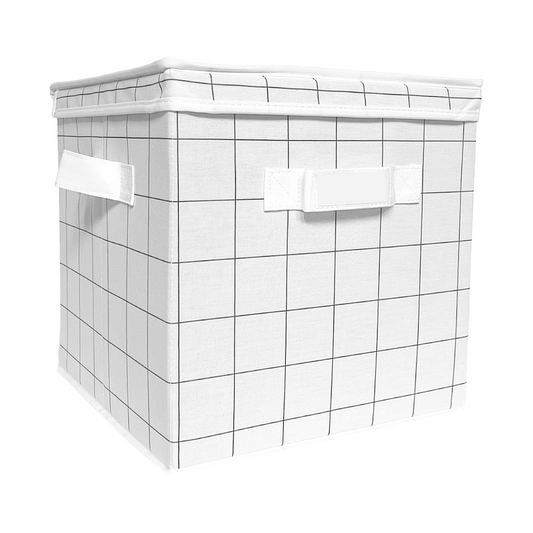 Canvas Storage Bin with Lid, 13"x13"