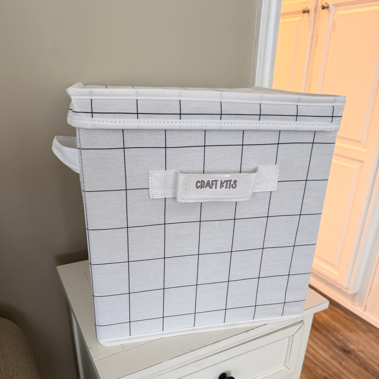 Canvas Storage Bin with Lid, 13"x13"