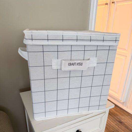 Canvas Storage Bin with Lid, 13"x13"