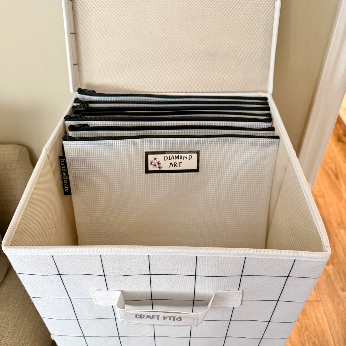 Canvas Storage Bin with Lid, 13"x13"