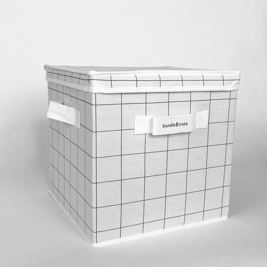 Canvas Storage Bin with Lid, 13"x13"